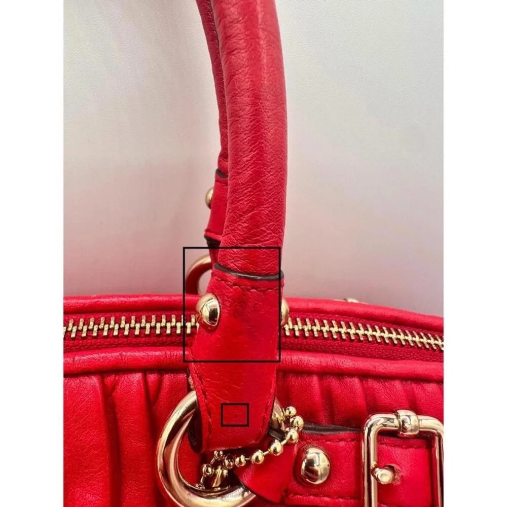 Coach Madison Sophia Gathered Red Leather Satchel with Crossbody Strap
